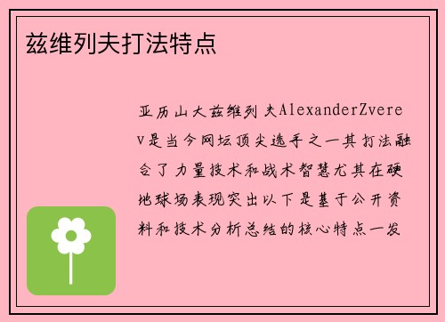 兹维列夫打法特点